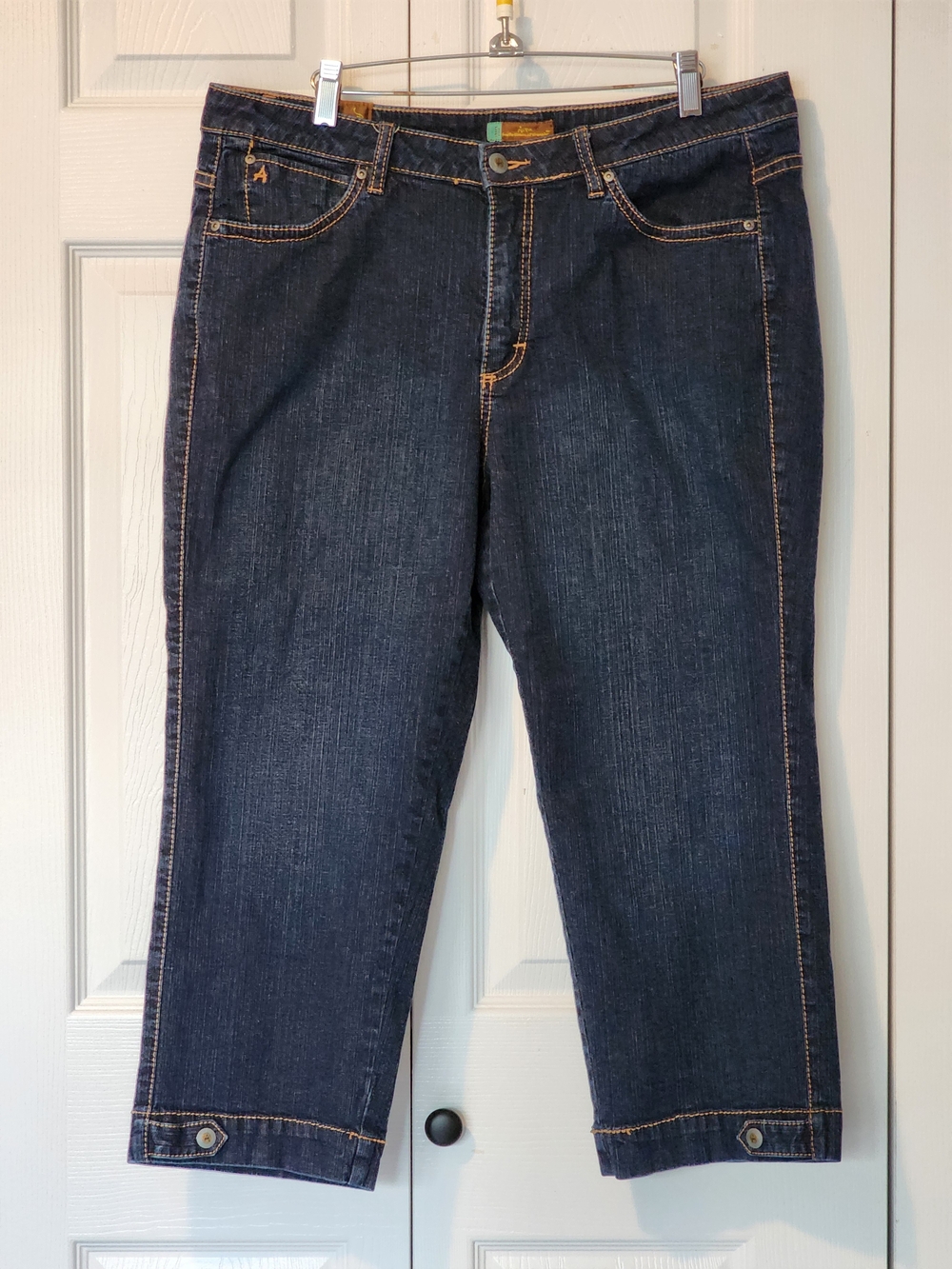 Wrangler Women’s Dark Blue Cropped Denim Jeans Size 14P Petite - Picture 4 of 14